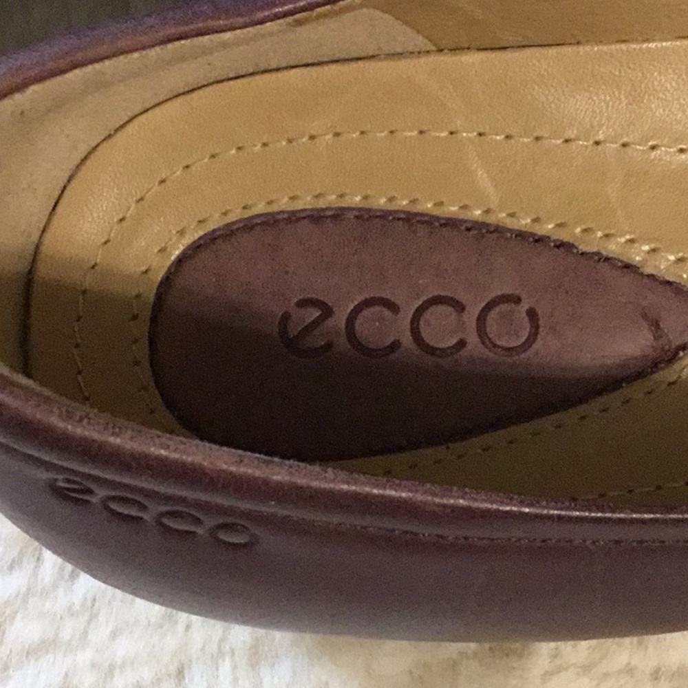 ECCO Burgundy Leather Buckle Flats Comfort Work Shoes 37 - Picture 13 of 16